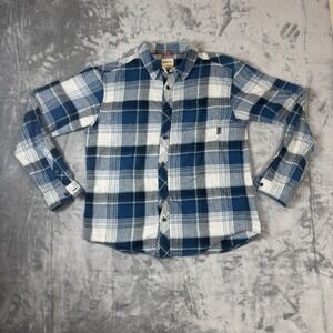 Simms Button Down Flannel Shirt Plaid Mens Medium Fishing Hunting Blue